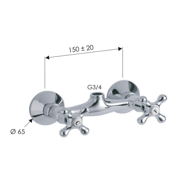 Rubinetto doccia a muro - serie liberty