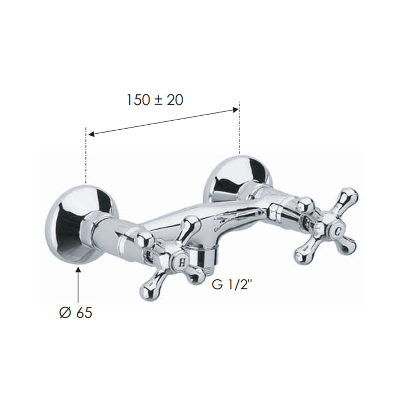 Rubinetto doccia a muro senza doccia - serie liberty