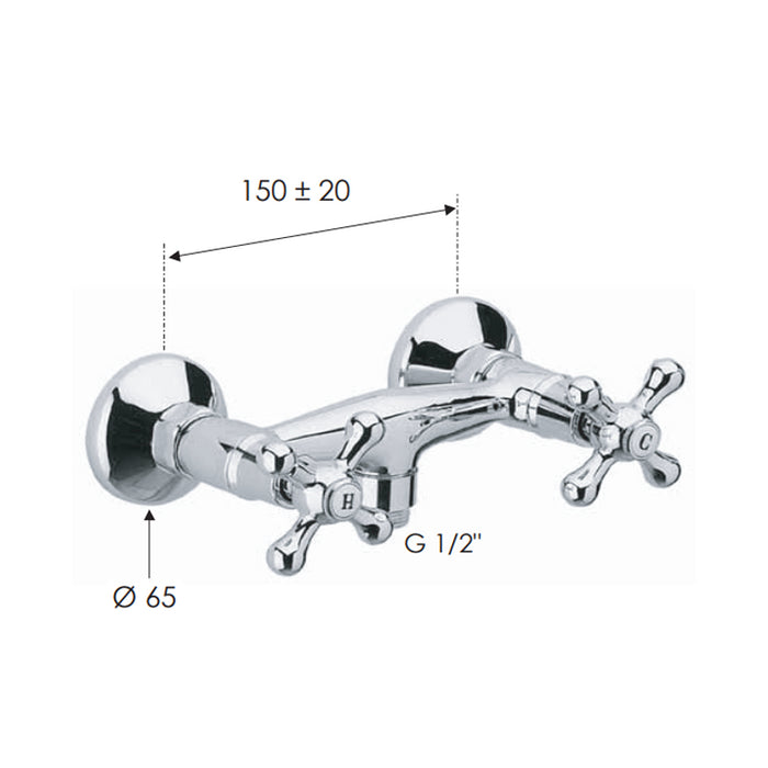 Rubinetto doccia a muro senza doccia - serie liberty