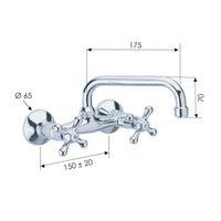 Rubinetto lavello a murocon canna superiore - serie liberty