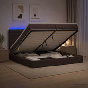 Letto Ottomano con Materasso e LED Marrone Scuro 200 x 200 cm 3458017