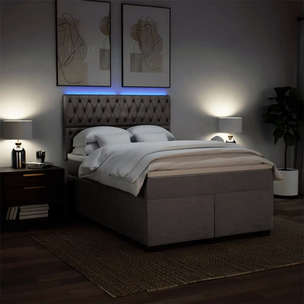 vidaXL Giroletto a Molle con Materasso Tortora 140x200 cm in Tessuto