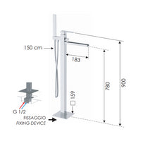 Rubinetto vasca da pavimento - serie qubika cascata