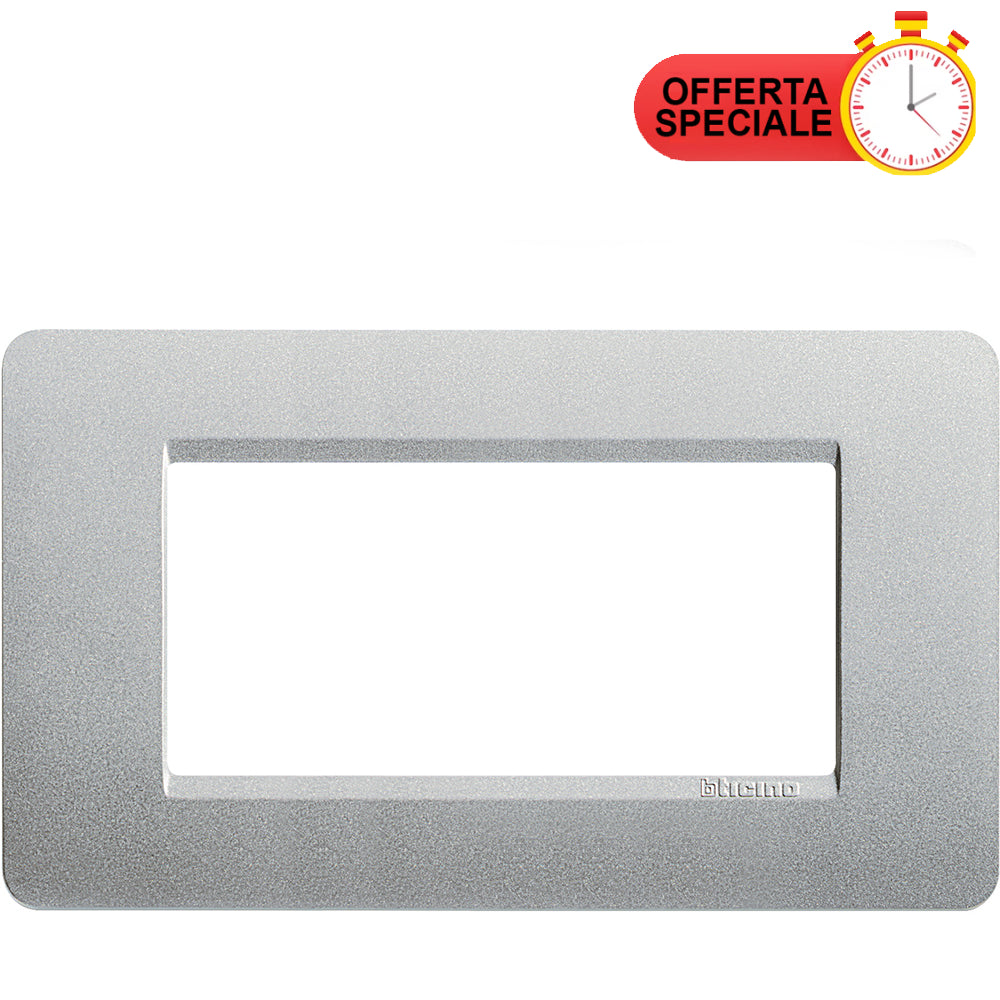 BTicino Matix Placca 4 Posti Silver AM4804SL