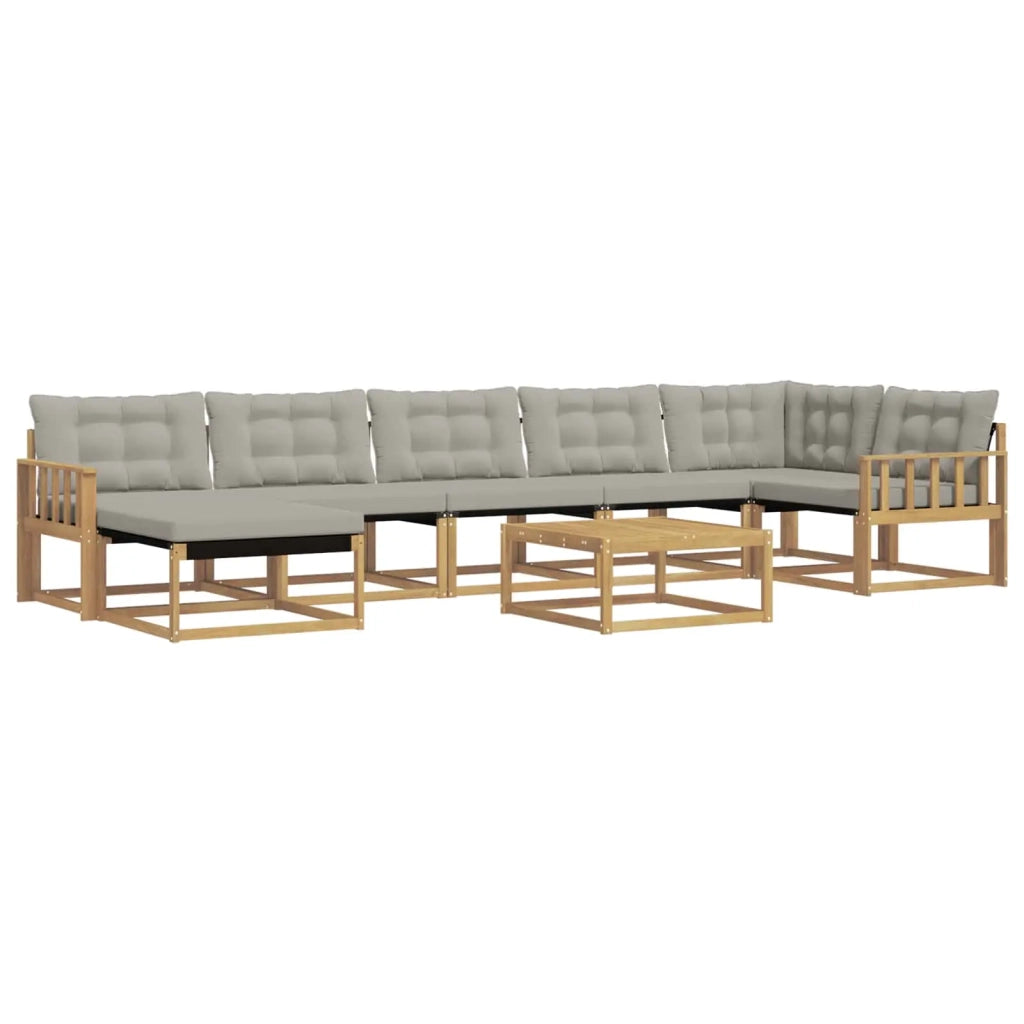 Set di divani da esterno 8 pcs Bianco e Grigio Chiaro