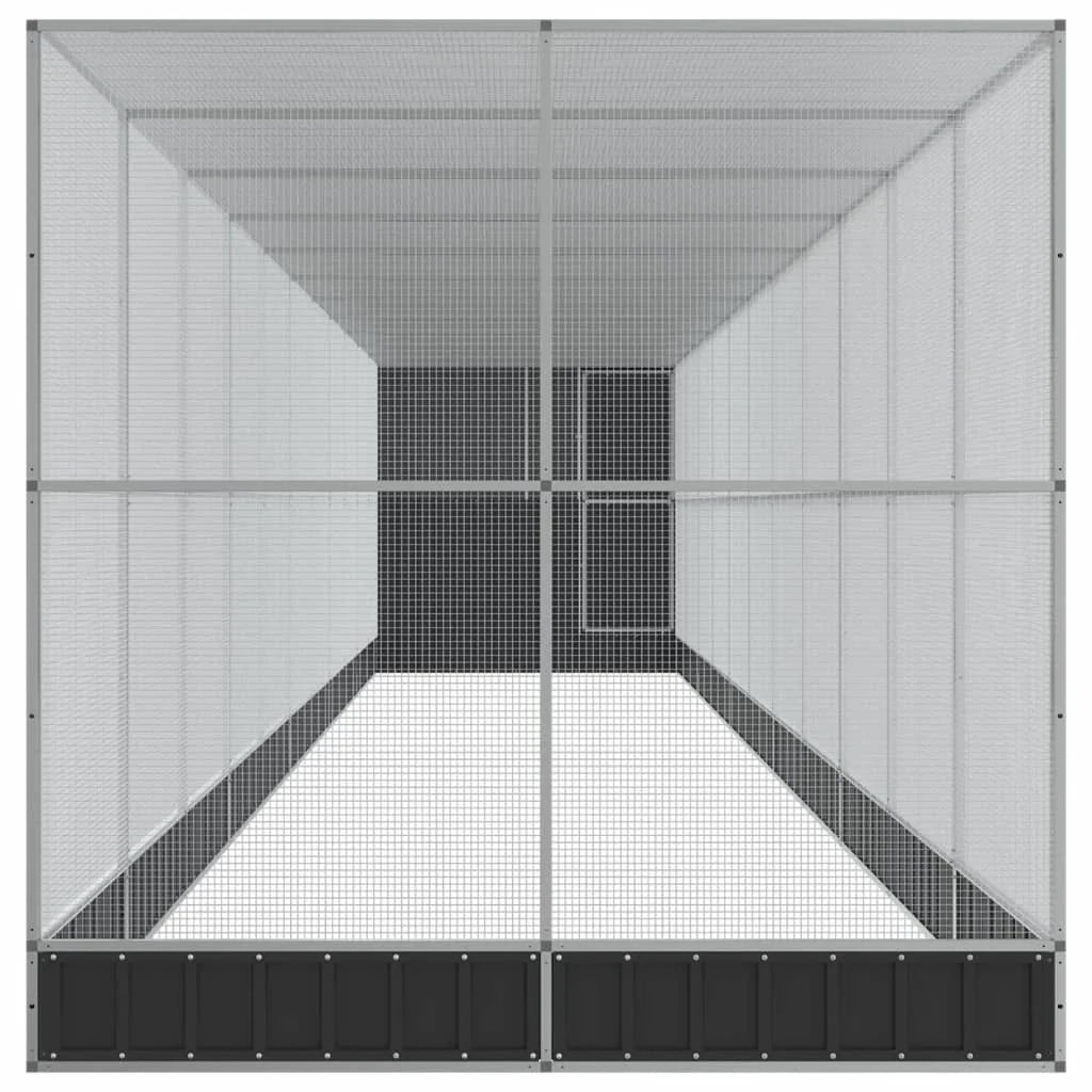 Voliera a gabbia con estensione in argento 1244 x 203 x 216 cm acciaio argento 02_0045647