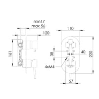 Rubinetto doccia con deviatore a due posizioni serie minimal