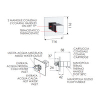 Rubinetto termostatico da incasso per doccia senza deviatore - serie qubika thermo
