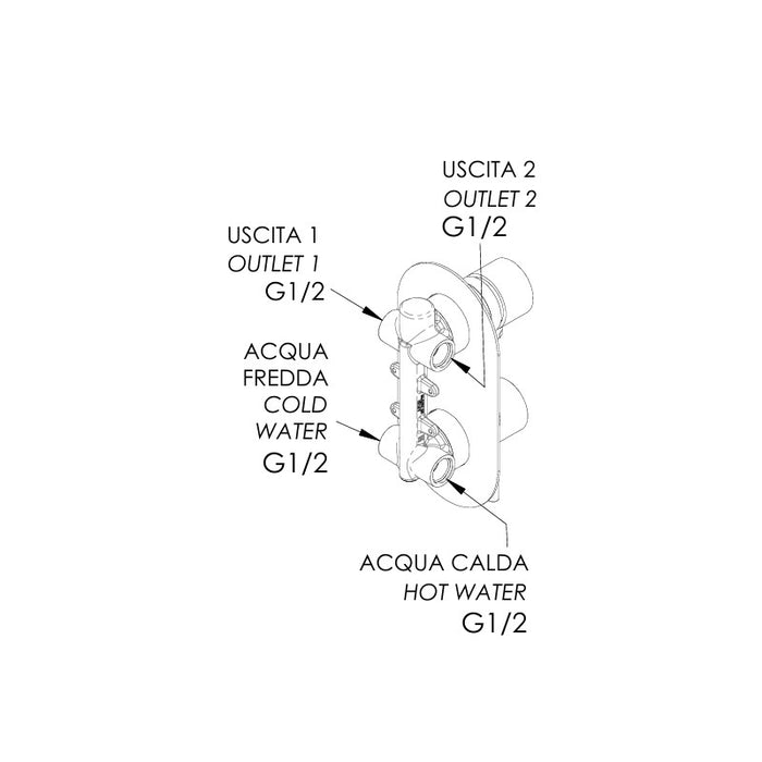 Rubinetto doccia con deviatore a due posizioni serie minimal