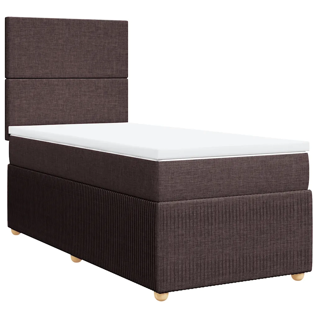 Giroletto a Molle con Materasso Marrone Scuro 90x190cm Tessuto
