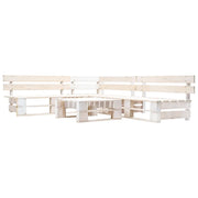 Set Divani da Giardino su Pallet 4 pz in Legno Bianco cod mxl 49879