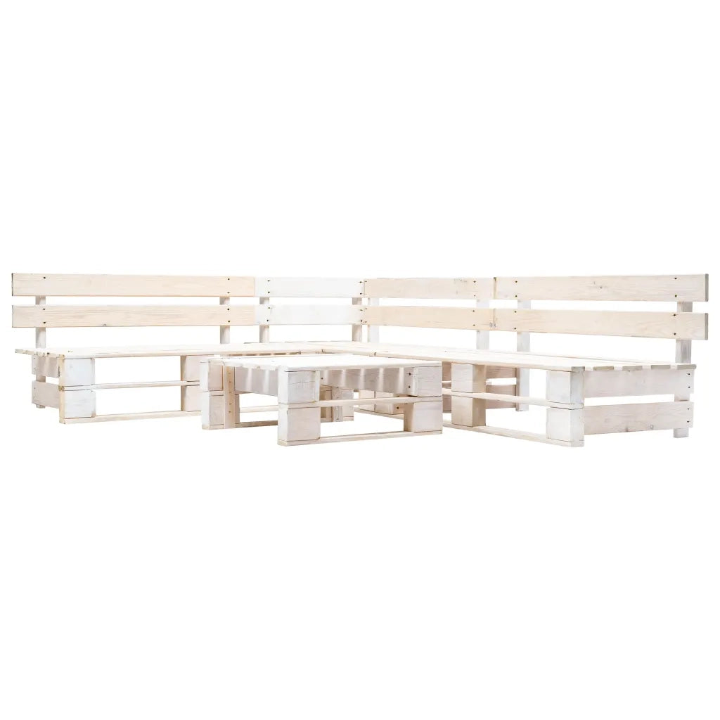 Set Divani da Giardino su Pallet 4 pz in Legno Bianco cod mxl 49879