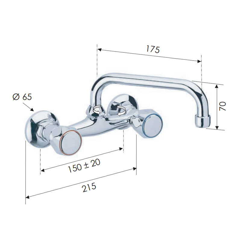 Rubinetto lavello con canna superiore - serie 1000-2000