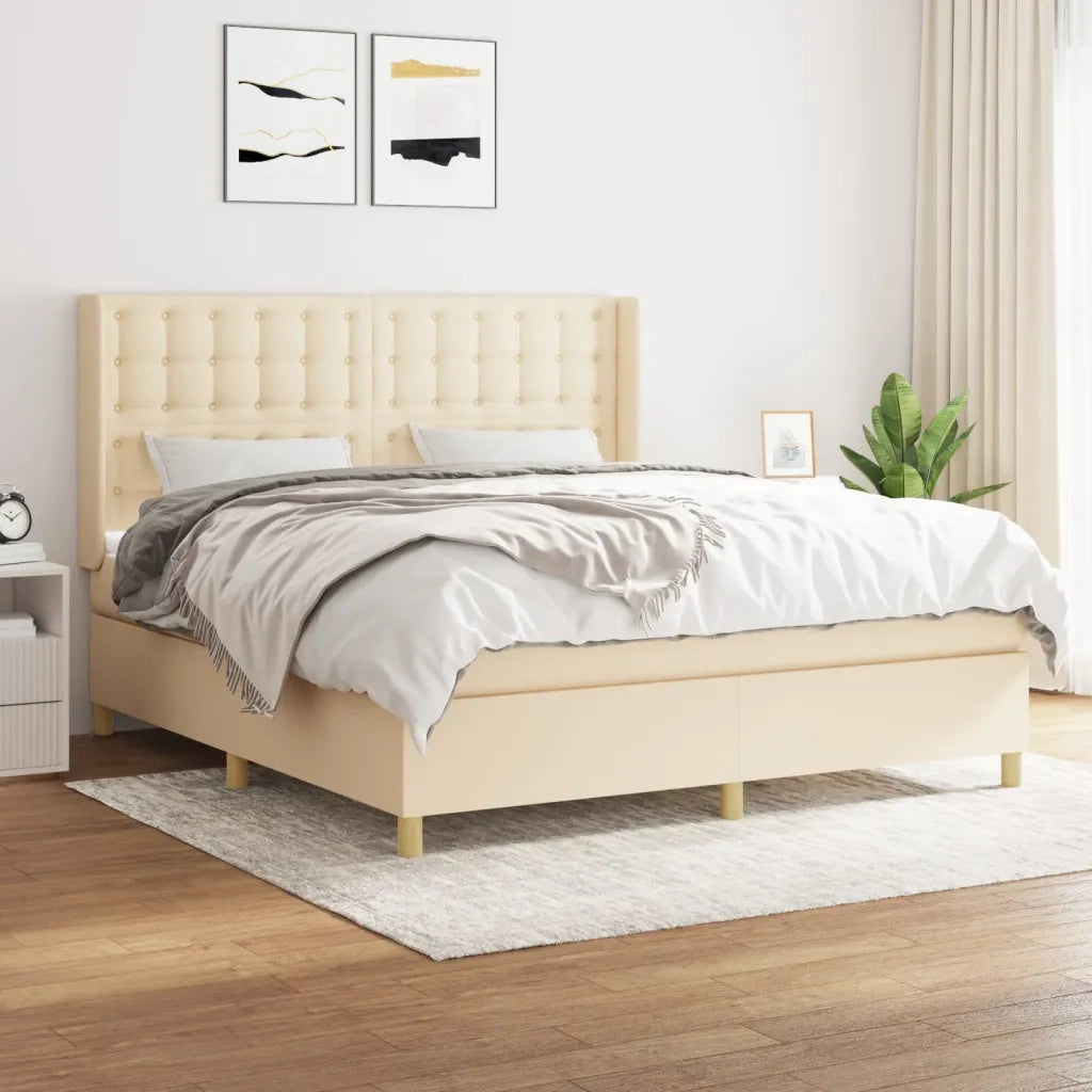 Giroletto a Molle con Materasso Crema 160x200 cm in Tessuto 3132326