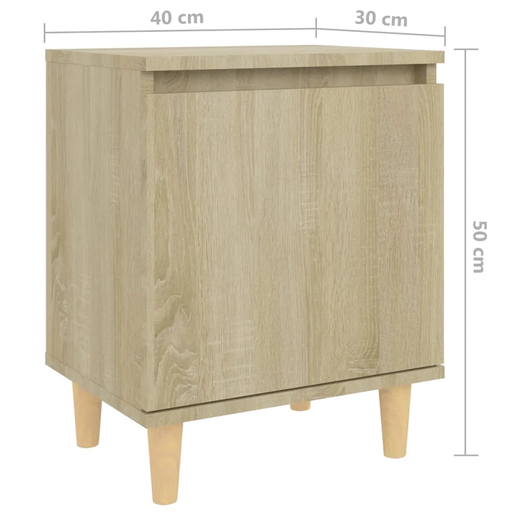 Comodino con Gambe in Legno Massello Rovere Sonoma 40x35x50cm 805821