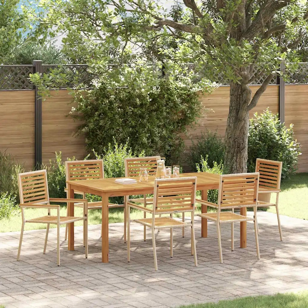 Set da Pranzo per Giardino 7 pcs Beige Legno di Acacia Massello 3365543