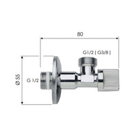 Rubinetto a sfera con guarnizione in ptfe e rosetta 1/2x1/2