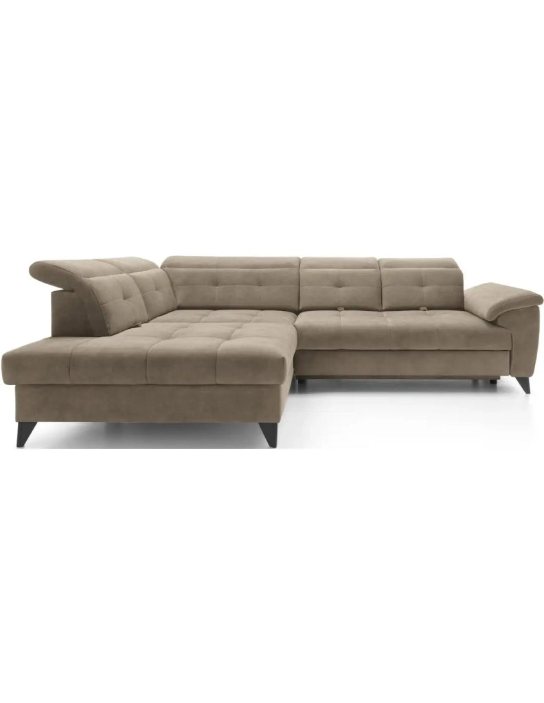 Divano ad angolo Beige 5 posti angolo sinistro schiuma HR INFERNO