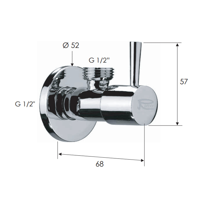 Rubinetto sottolavabo minimal in ottone cromato