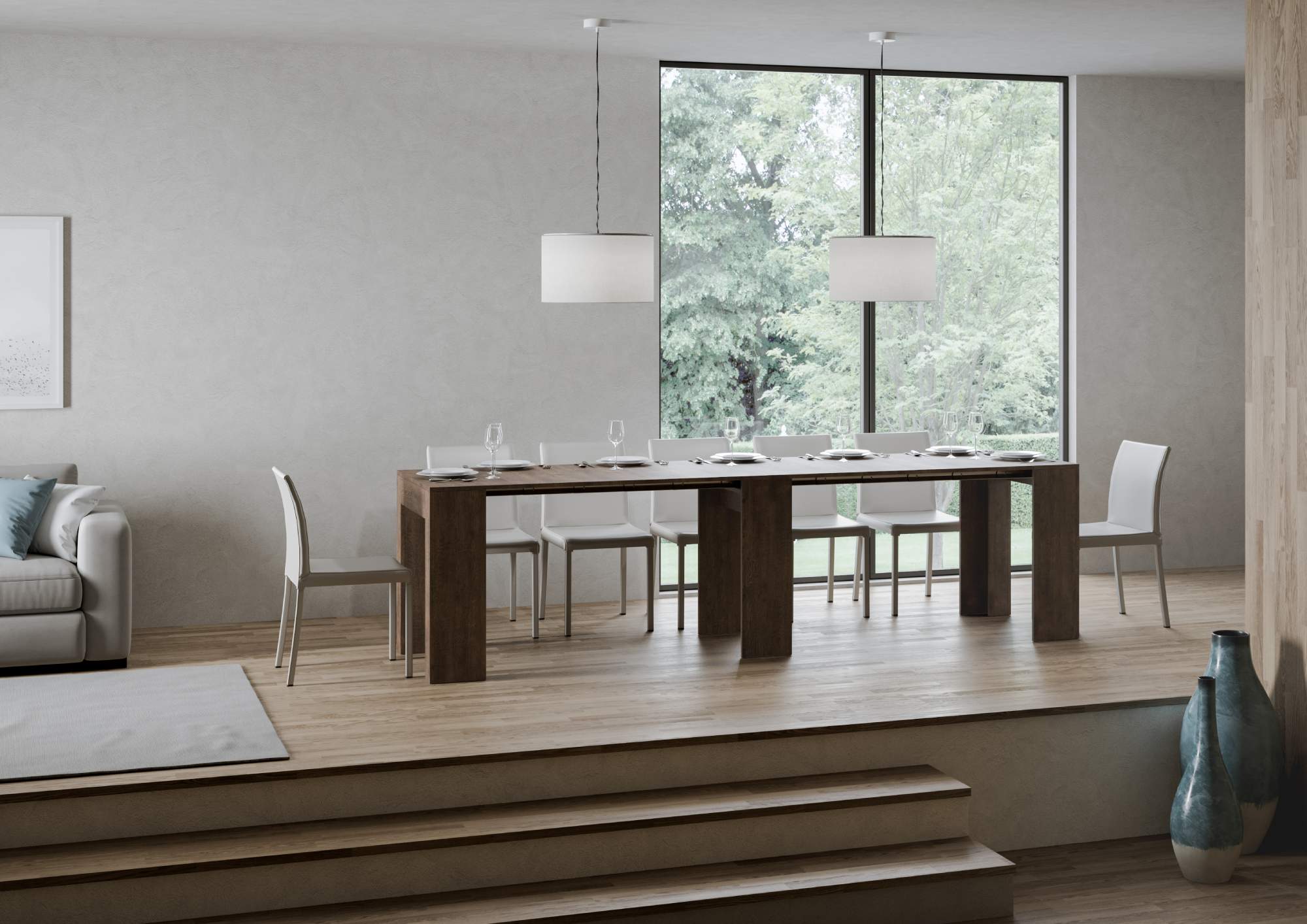 Consolle Allungabile 78-299x47x80 cm in Nobilitato Marrone