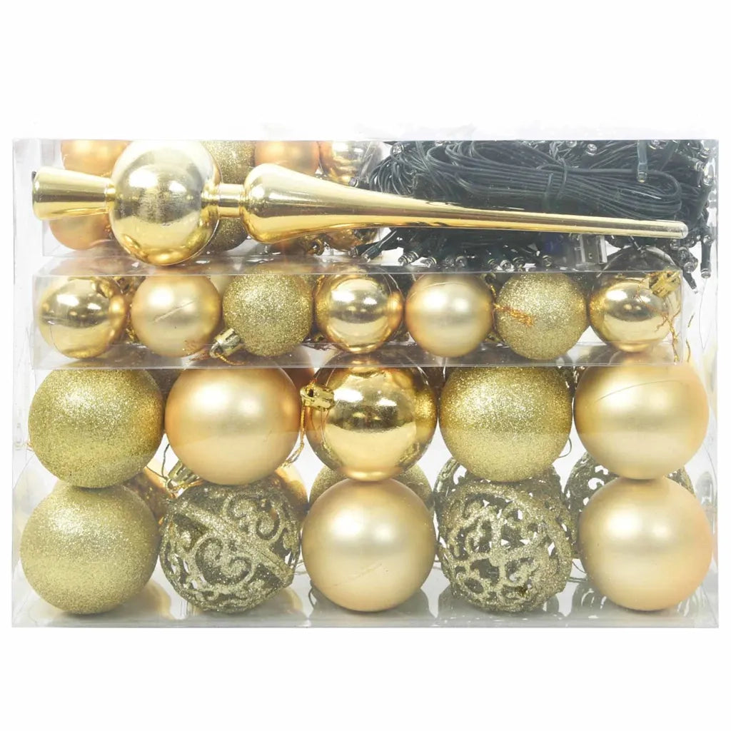 Set di Palle di Natale con 150 LED 61 pz Oro Plastica CFW1644968