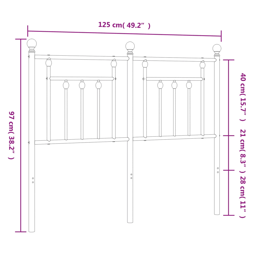Testiera | Testata di Ricambio in Metallo Nero 120 cm