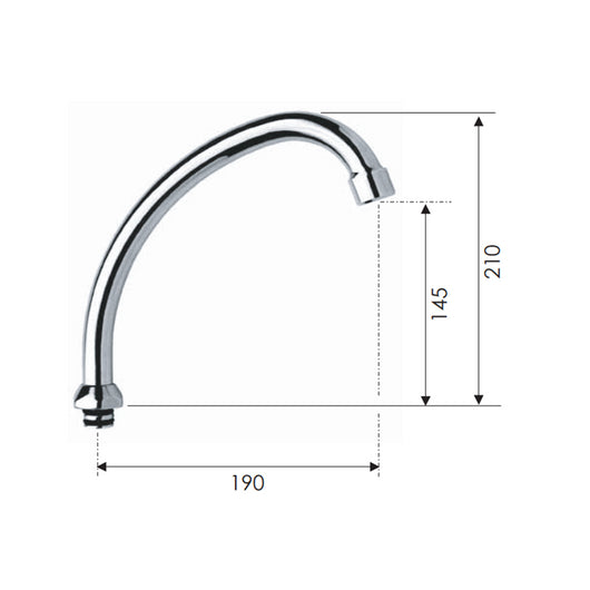 Canna a j per monoforo lavello con aeratore