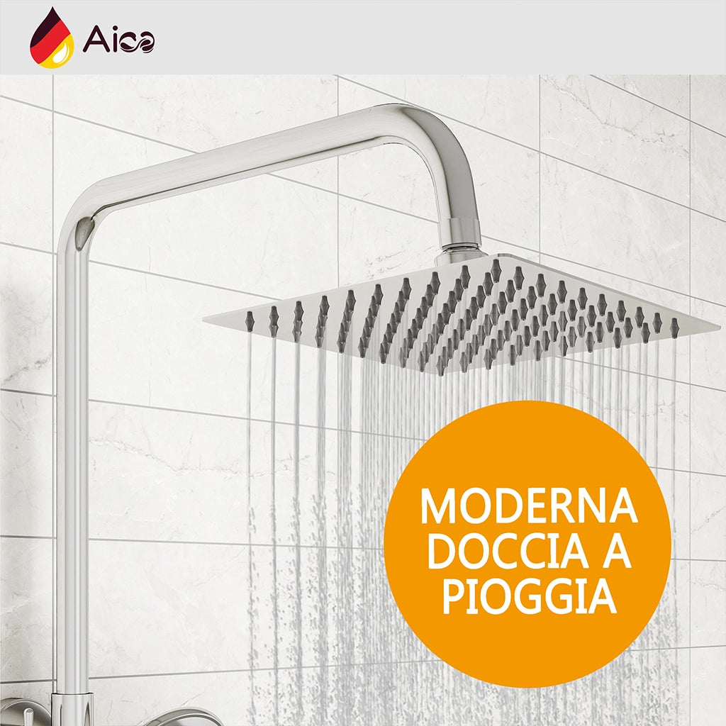 Colonna doccia con miscelatore termostatico, doccino rotondo 230x108mm con 3 modalità di getti, cromo