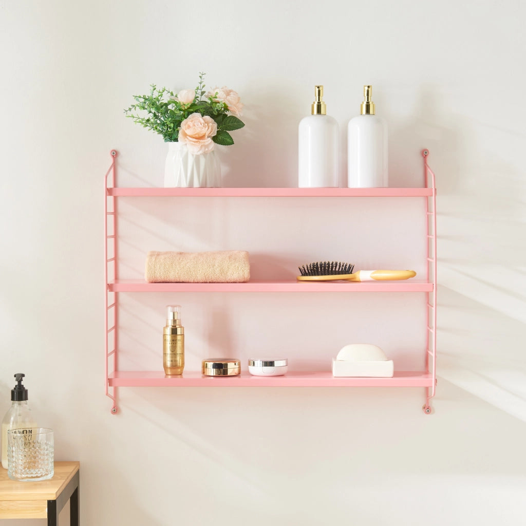 Set di 3 Scaffali da Parete Strängnäs a 3 Ripiani Regolabili  50 x 60 x 15 cm Acciaio Rosa [en.casa]