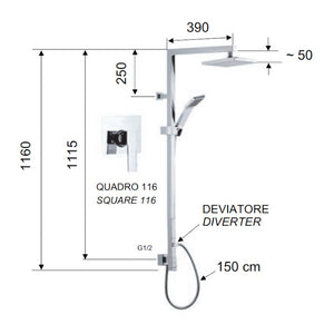 Set doccia in ottone cromato - serie wellness qubika