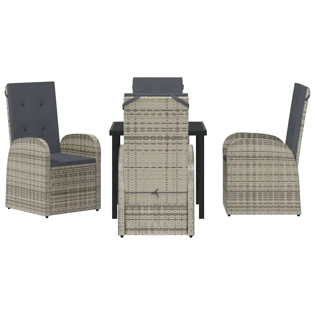 Set da Pranzo per Giardino con cuscino 5 pcs Grigio polyrattan