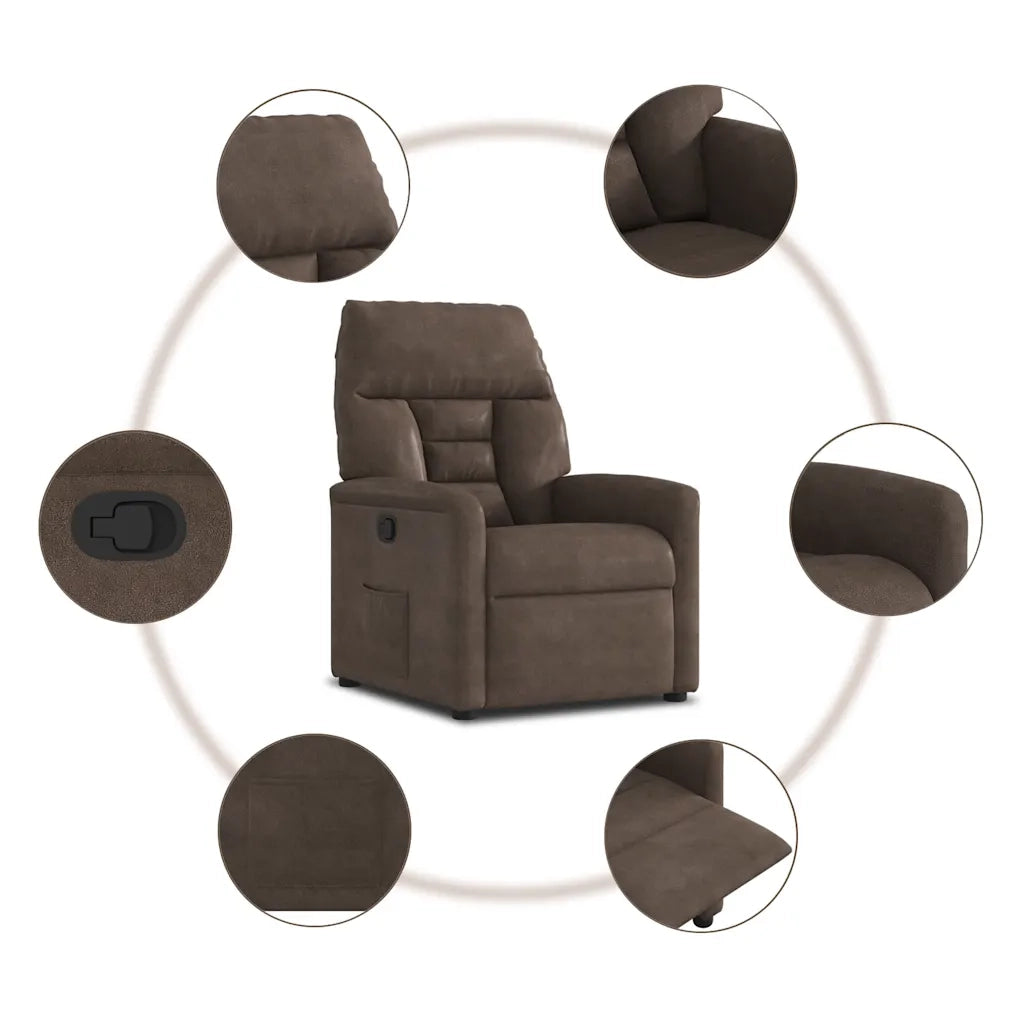 Poltrona Reclinabile Marrone in Tessuto di Microfibra 4015562