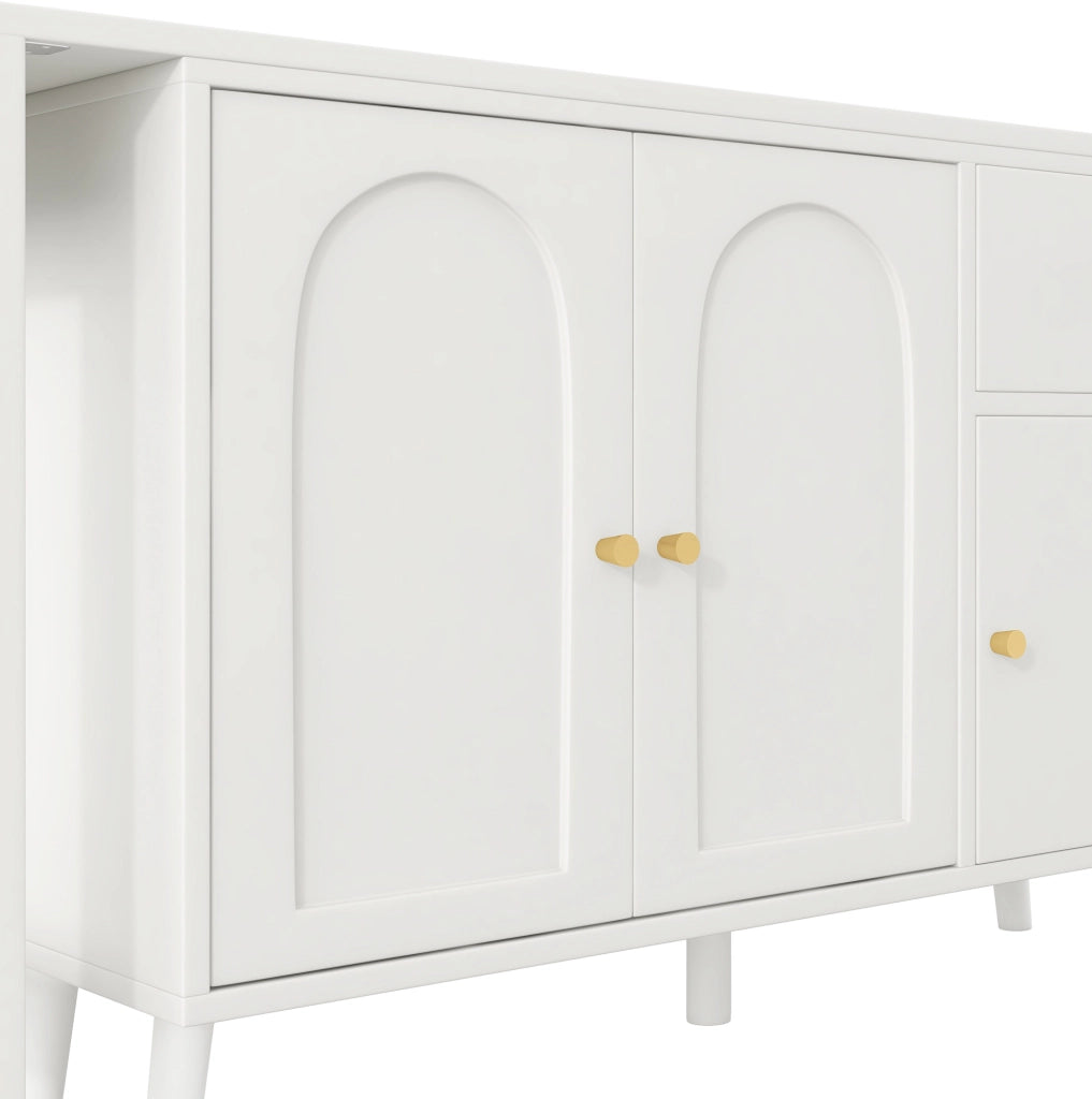 Scrivania 2 in 1 120x40x74.5 cm girevole con 3 ante e 1 cassetto in pannello truciolare bianco