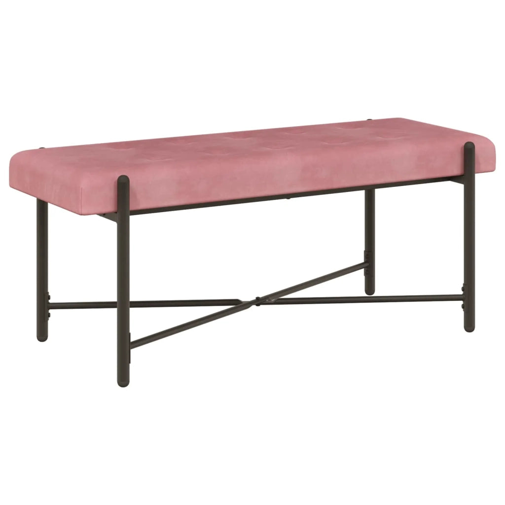 Panchina con bottoni e cuscini Rosa 110 x 40 x 46 cm Velluto 42038389