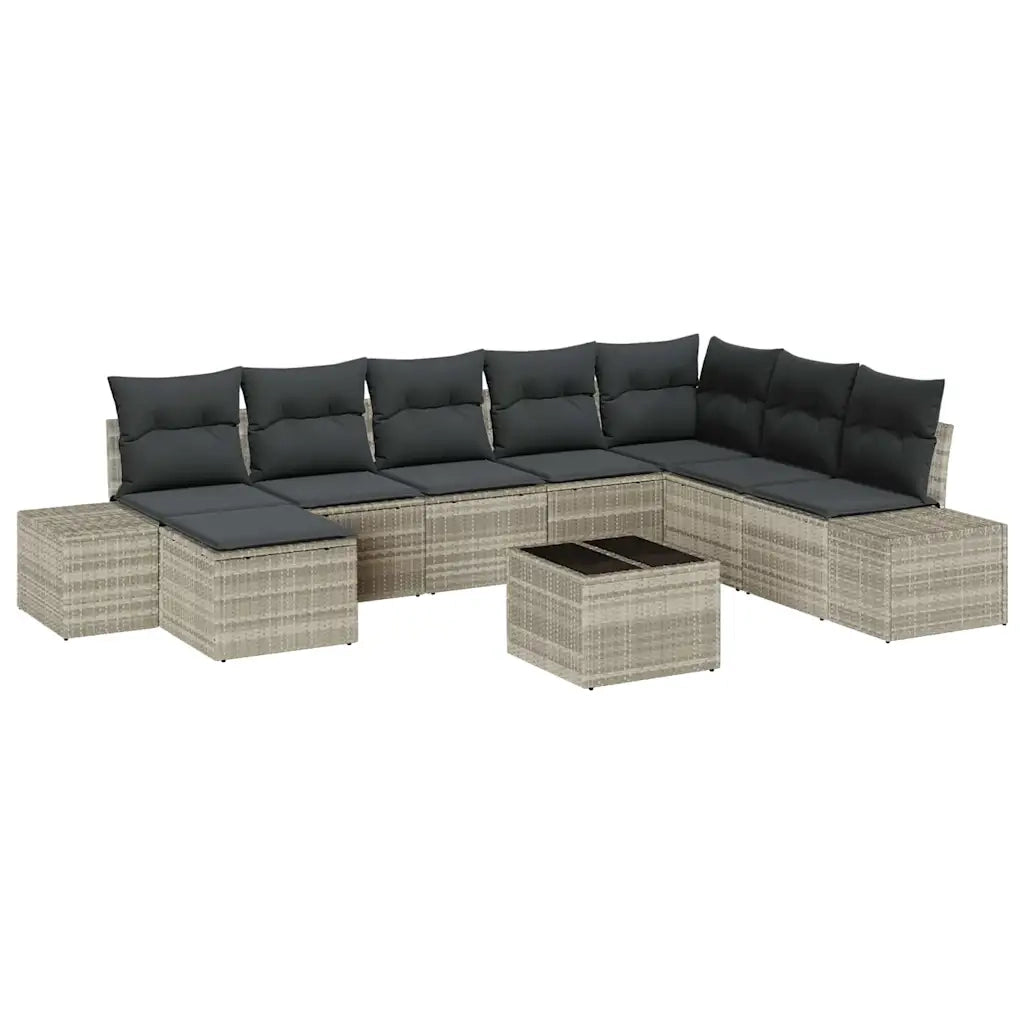 Set Divano da Giardino 8 pcs Grigio chiaro polyrattan 3355861