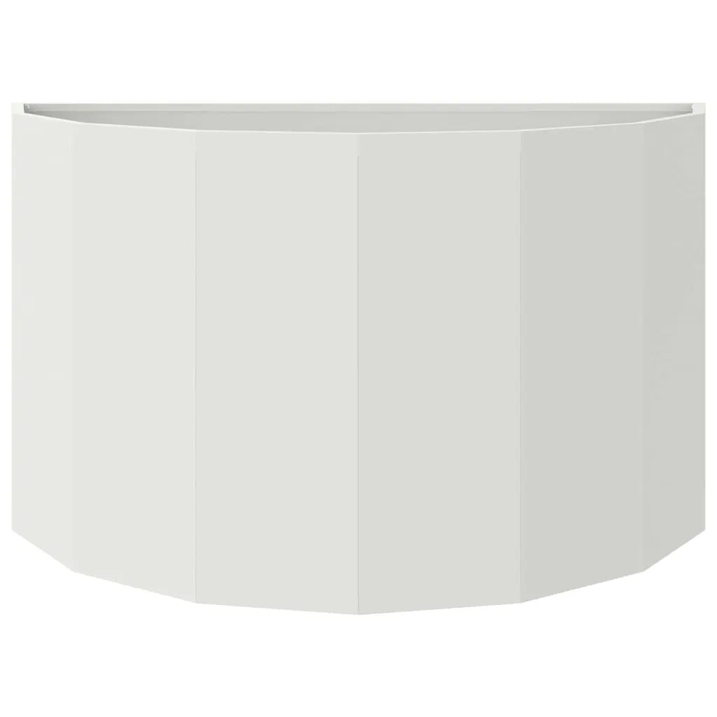Fioriera semicircolare moderna da esterno 90 x 45 x 50 cm design chic in acciaio bianco 02_0052951