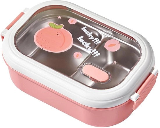 Lunchbox in Acciaio Inossidabile - Isolato - Imprermeabile - Compartimentato - Adatto Adulti/Bambini - 22,5x14,5x8cm - Contenitore da Pranzo