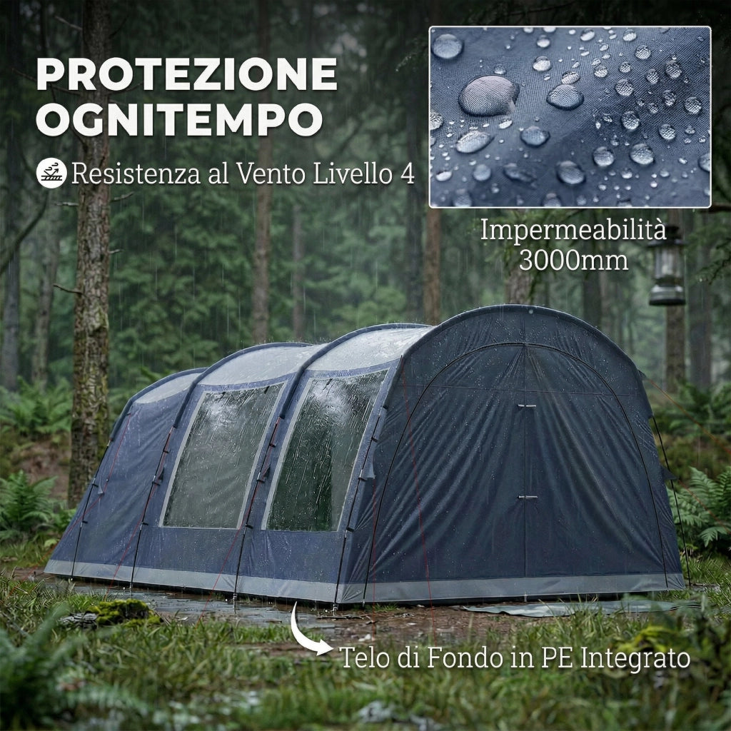 Tenda da Campeggio a Tunnel 2 Stanze ¨C zephmum ¨C Blu Navy 210cm