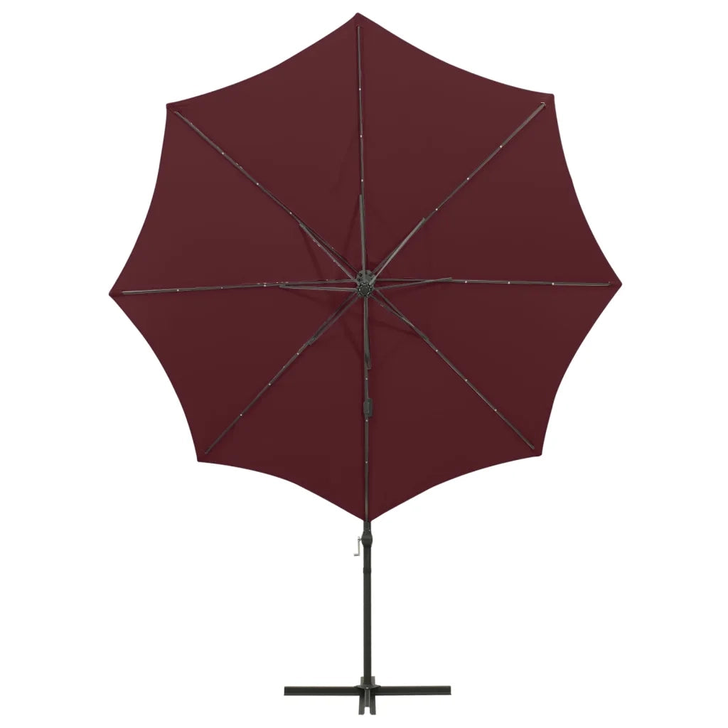 Ombrellone a Sbalzo con Palo e Luci a LED-Ombrello da giardino Bordeaux 300 cm 381812
