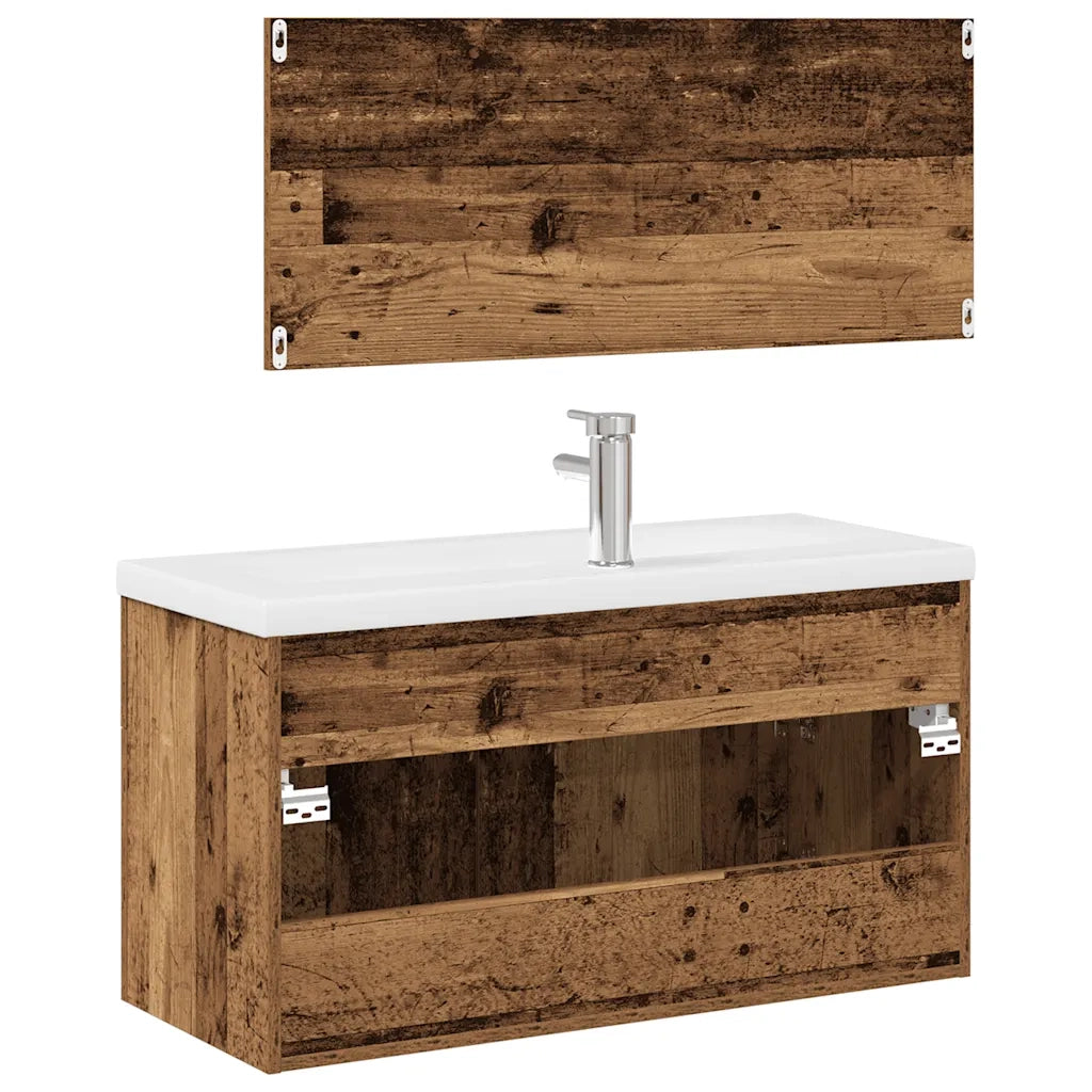 Set Mobili da Bagno 3 pz Legno Antico in Legno Multistrato 3328911