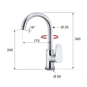 Rubinetto lavello con canna alta a u - serie touch