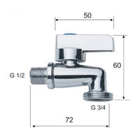 Rubinetto portagomma a sfera 1/2 interamente cromato