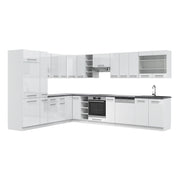 Cucina angolare completa Fame-Line Bianco lucido/Bianco 347 x 60 cm, PL Antracite Vicco