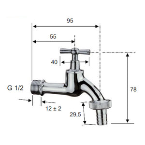 Rubinetto portagomma cromato 1/2