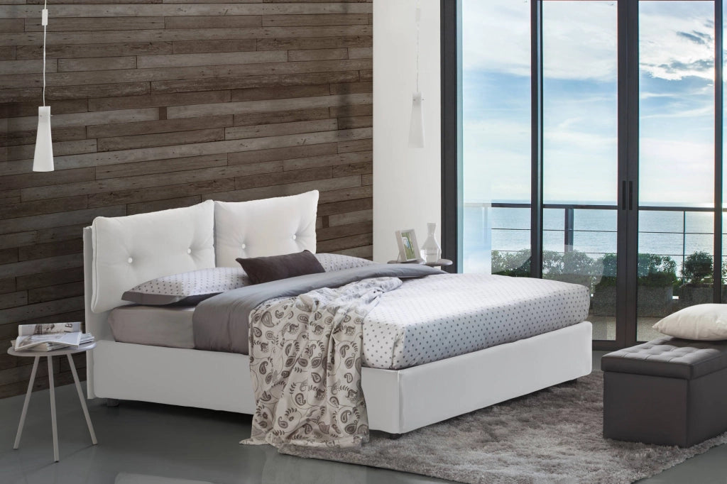 Ildegarda, Letto Singolo Contenitore Made in Italy, Bianco