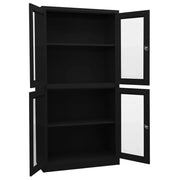 Armadio per Ufficio Nero 90x40x180 cm in Acciaio e Vetro 335940