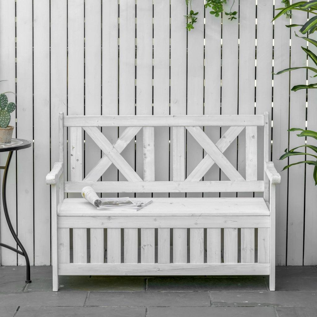 Divano 2 posti con cassetti ¨C zephmum ¨C Bianco 115x61x85 cm