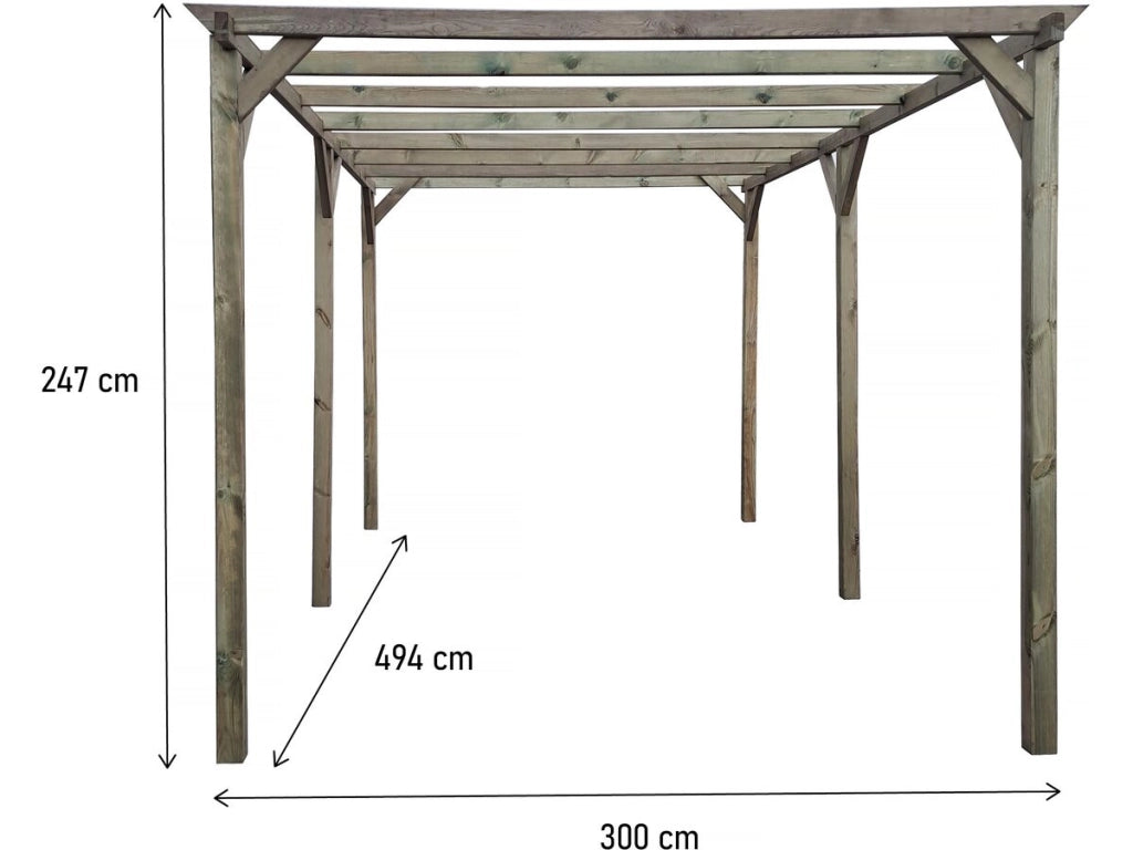 Tettoia per auto in legno "Sunny" da 3 x 5 m