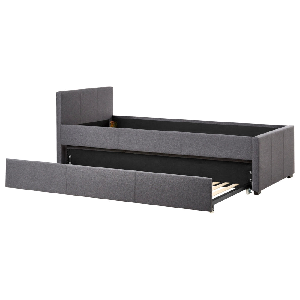 Divano Letto estraibile 90 x 200 cm Rivestimento in tessuto grigio Misura singola sottoletto per ospiti