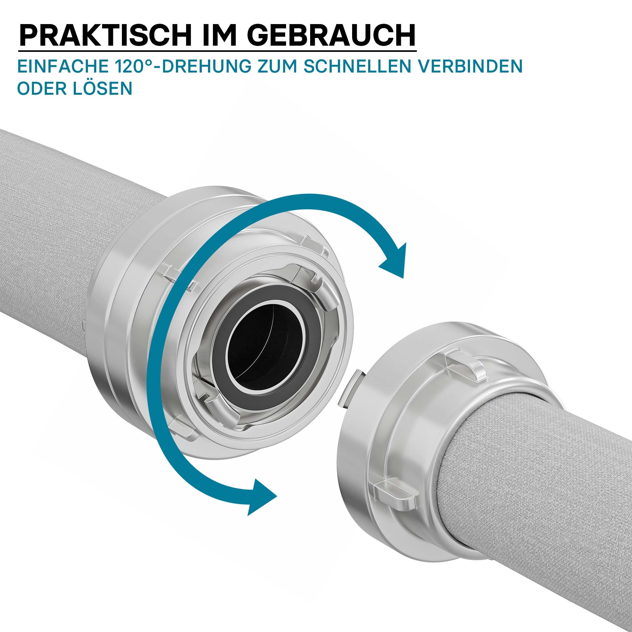 Adattatore in alluminio da A 133 mm a B 75 mm per accoppiamenti Storz